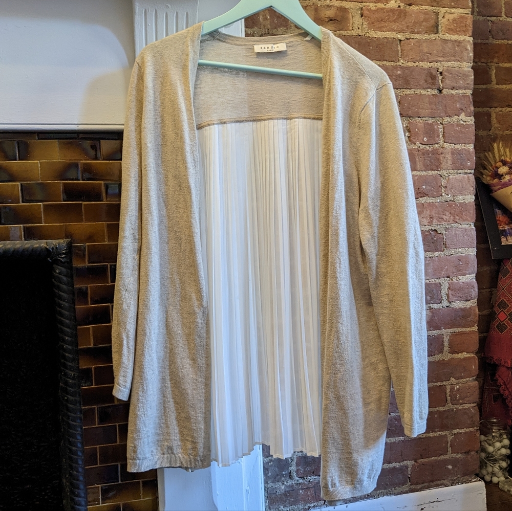 Sandro Pleated Open Front Cardigan Small